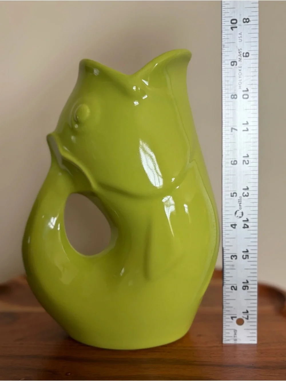 Large GurglePot Fish Kiwi Green Pitcher EUC